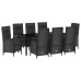 Set de Comedor de Jardín  de 9 Piezas Negro Poliratán