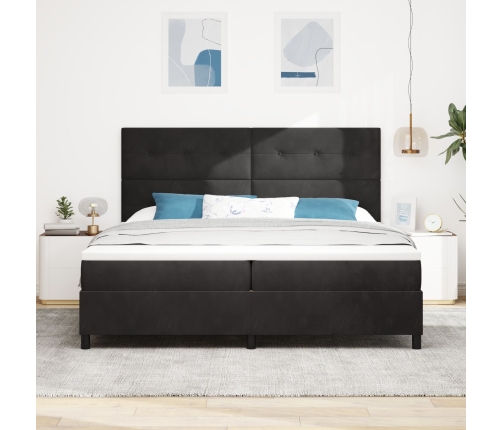 Cama Box Spring  con colchón Negro 200x200 cm Terciopelo