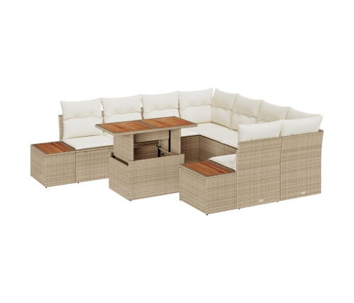 Juego de Sofá de Jardín  Juego de 9 Beige Ratán