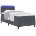Cama con Base de Resortes  con Colchón & Luz LED Gris Oscuro 90x200 cm Tela de Pana