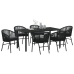 Conjunto de Comedor Jardín  de 7 Piezas Negro Poliratán