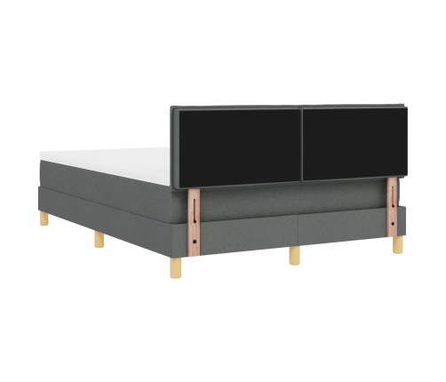 Cama con Box Spring  con Colchón y LED Gris Oscuro 140x200 cm Tela