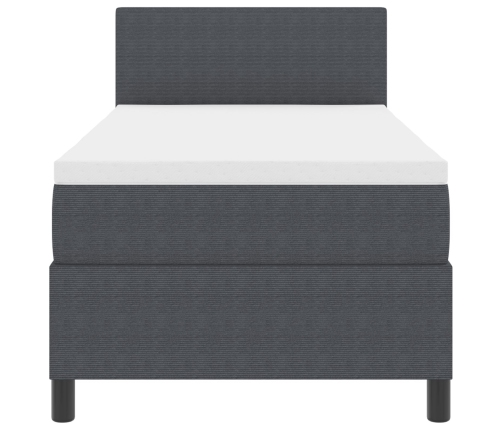 Cama con Somier  con Colchón y LED Gris Oscuro 100x200 cm Tela de Pana