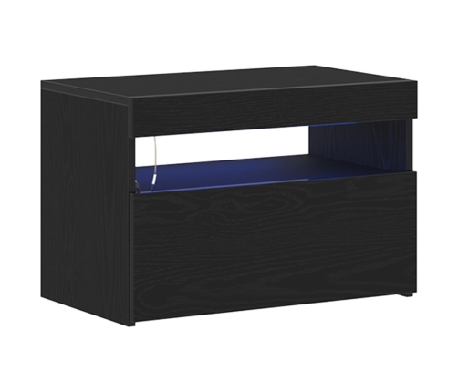 Mueble de TV  con luces LED Negro Roble 60x35x40 cm de madera