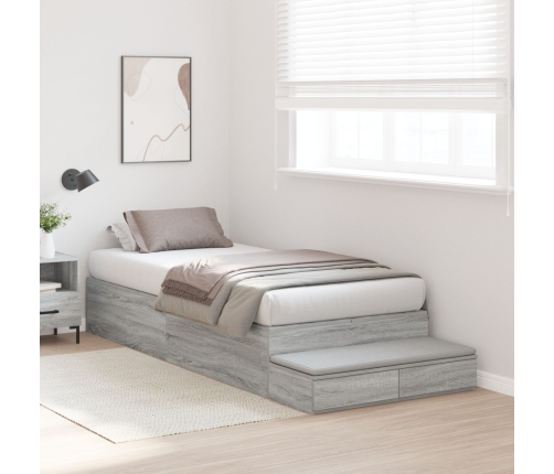 Marco de Cama con Almacenamiento  Gris sonoma Madera elaborada
