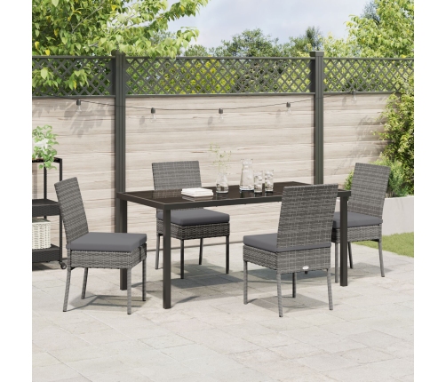 Set de Comedor de Jardín de 5 Piezas  Gris Poliratán