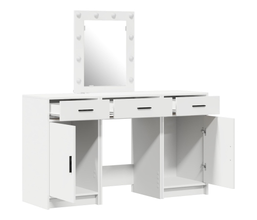 Conjunto de tocador  de 3 piezas con LED de madera blanca