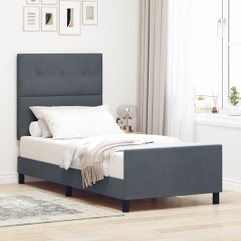 Marco de Cama  Gris Oscuro 90x200 cm Terciopelo
