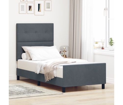 Marco de Cama  Gris Oscuro 90x200 cm Terciopelo