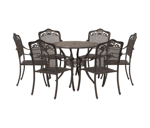 Conjunto de Comedor de Jardín de 7 Piezas de  en Aluminio Fundido Bronce