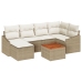 Conjunto de sofá de 7 piezas con cojines beige de poliratán acacia