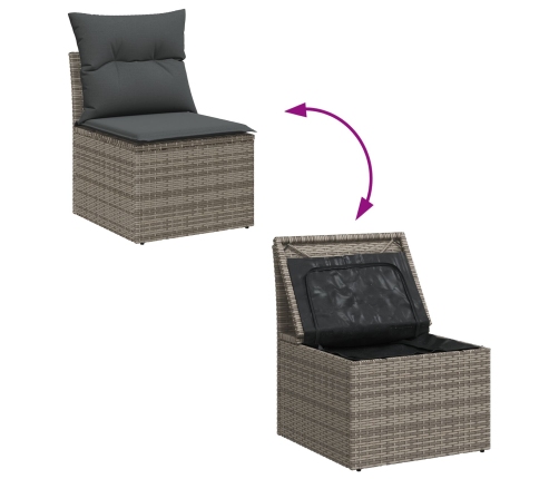 Set de Sofás de Jardín de 5 Piezas con Cojines Gris Poliratán