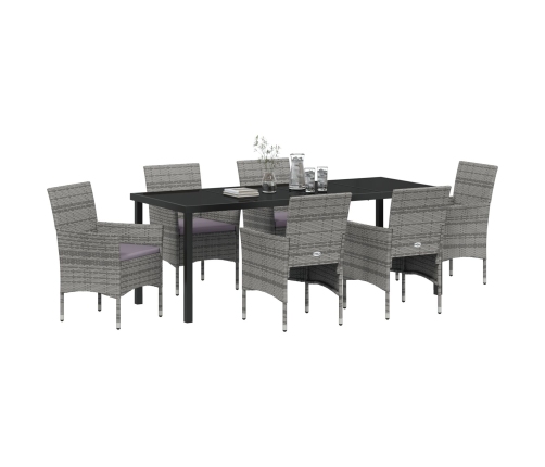 Set de Comedor de Jardín de 2 Piezas Gris Ratán de Poliéster