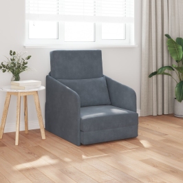 Sofá Cama  2-en-1 Gris Oscuro 65x80x83 cm Terciopelo