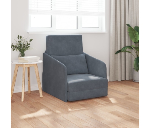 Sofá Cama  2-en-1 Gris Oscuro 65x80x83 cm Terciopelo