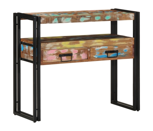 Mesas Auxiliares  Multicolor 90x33x75 cm de Madera Sólida Recuperada y Metal