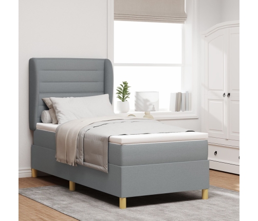 Cama con sommier y colchón  en gris claro, 100x200 cm, tela