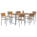 Juego de Comedor de Jardín Conjunto de 7 Gris, Madera Metal