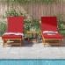 Sillones de sol  2 piezas con ruedas y cojín de madera de acacia maciza