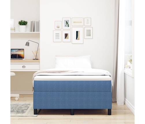 Cama Box Spring  con Colchón Azul 120x200 cm Tela de Corduroy
