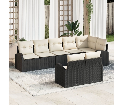 Conjunto de Sofá Jardín de 8 Piezas con Cojines Negro Rattan de Polietileno
