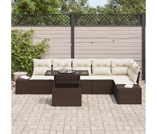 Conjunto de sofá de jardín  Set de 7 Marrón Ratán