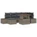 Set de 7 Piezas de Comedor de Jardín con Cojines Gris Ratán PE Acacia