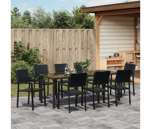 Juego de Comedor de Jardín  de 9 piezas Negro Poly Ratán