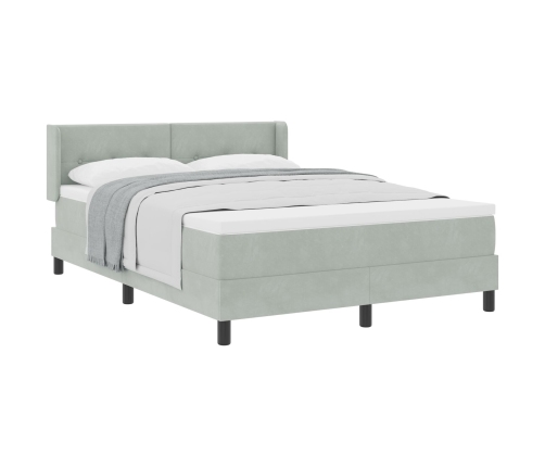 Cama Box Spring  con Colchón Gris Claro 140x200 cm Aterciopelado