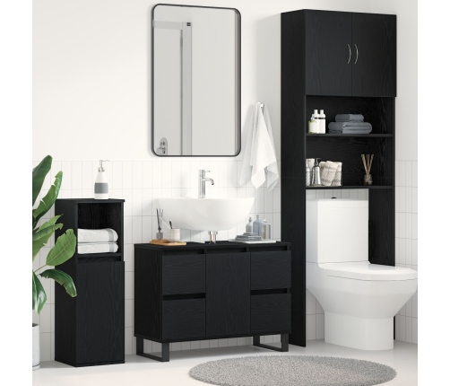mueble de baño  lavabo negro roble 80x33x60 cm madera elaborada