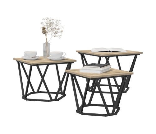 Mesas Laterales  3 pcs Madera Ingenierizada Roble Sonoma