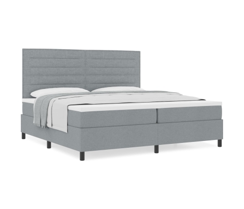 Cama con Somier y Colchón Gris Claro 200x200 cm de Tela