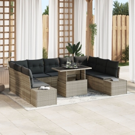 Set de Sofá de Jardín  Set de 10 Beige y Gris