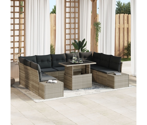 Set de Sofá de Jardín  Set de 10 Beige y Gris