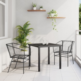 Juego de Comedor de Jardín  de 3 piezas Negro Poliratán