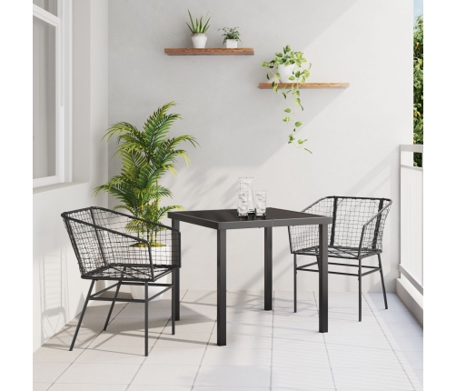 Juego de Comedor de Jardín  de 3 piezas Negro Poliratán