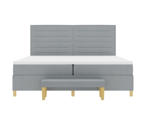 Cama Box Spring  con colchón y banco Gris Claro 200x200 cm Tela