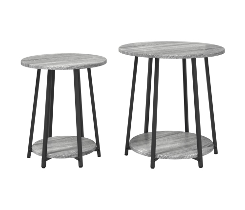 Mesa Lateral  2 pcs Gris Sonoma de Madera y Metal