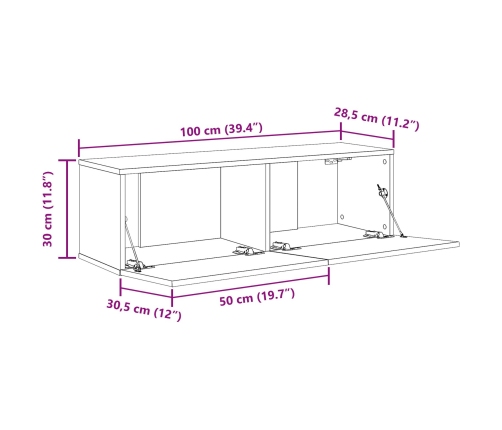 Armarios para TV 2 unidades Negro Roble 100x30x30 cm Madera
