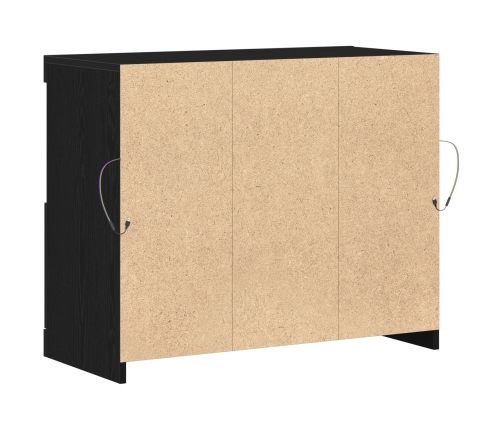 Aparador  con Luces LED Roble Negro 81x37x67 cm