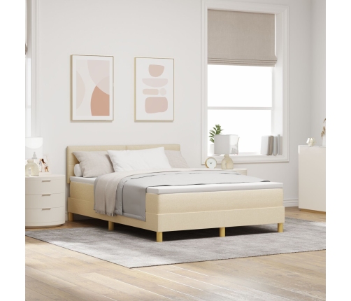 Cama con Box Spring  y Colchón Crema 140x200 cm Tela