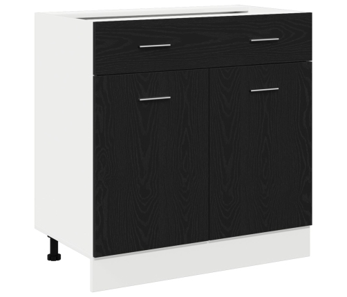 Armario con Cajón en Roble Negro, 80x46x81.5 cm, Hecho de Madera Elaborada