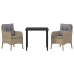 Conjunto de comedor de jardín  de 3 piezas con cojines Beige Poliratán