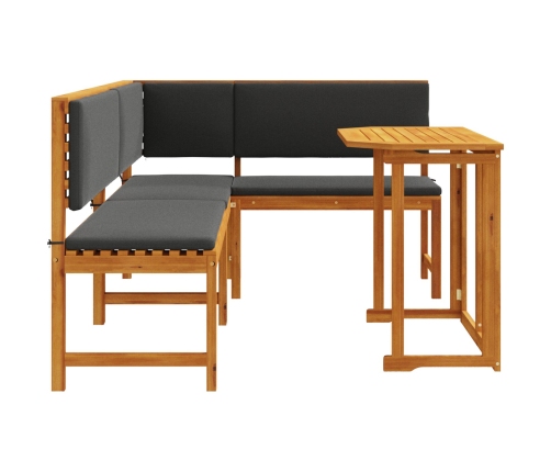 Juego de Bistro de Jardín de 3 Piezas con Cojines de Madera de Acacia