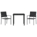 Conjunto de Comedor de Jardín  3 Piezas Negras de Poliratán