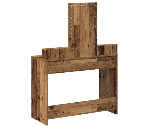 Mesa de Tocador  con Luces LED de Madera Vieja 100x41x140 cm