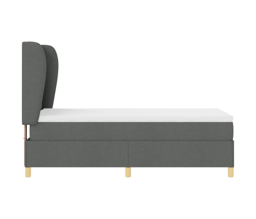 Colchón de Cama con Resortes Gris Oscuro 100x200 cm Tela