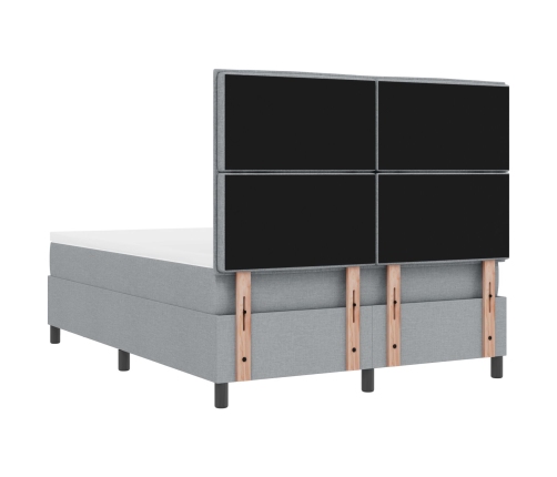 Cama con Base  con Colchón y Banco Gris Claro 140x200 cm Tela