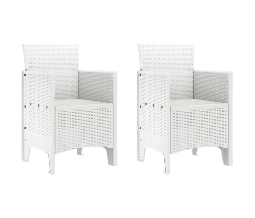 Conjunto de Comedor de Jardín de 3 Piezas Blanco de Ratán Sintético