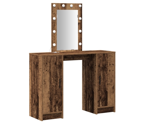 Mesa de Maquillaje con Luces LED Madera Vieja 102x33x135 cm